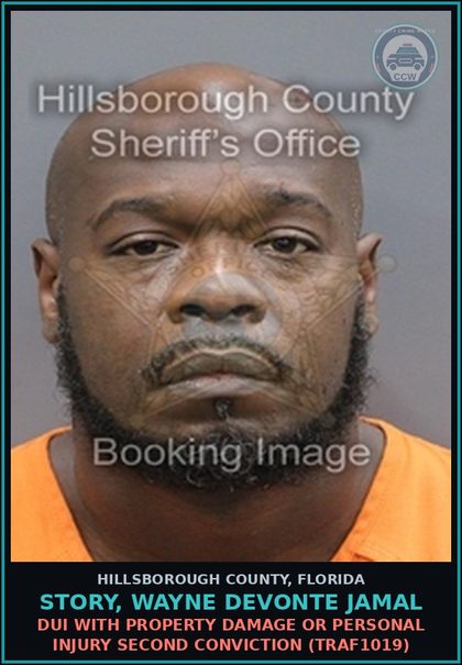 CCW arrest card for STORY, WAYNE DEVONTE JAMAL in Hillsborough County: REFUSAL TO SUBMIT TO TESTING (TRAF1078)