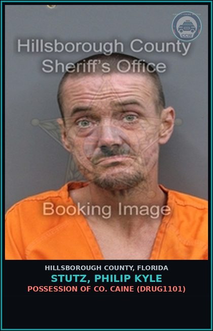 CCW arrest card for STUTZ, PHILIP KYLE in Hillsborough County: POSSESSION OF COCAINE (DRUG1101)