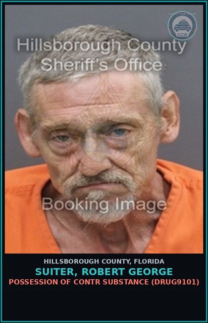 CCW arrest card for SUITER, ROBERT GEORGE in Hillsborough County: POSSESSION OF contr substance (DRUG9101)