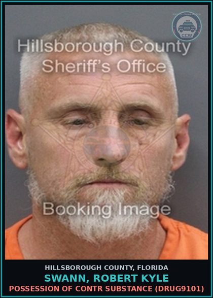 CCW arrest card for SWANN, ROBERT KYLE in Hillsborough County: CRIMINAL MISCHIEF (MORE THAN $200, LESS THAN $1,000) (CRMS2000)