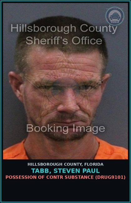 CCW arrest card for TABB, STEVEN PAUL in Hillsborough County: POSSESSION OF contr substance (DRUG9101)
