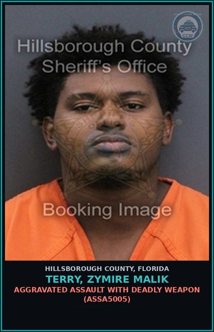 CCW arrest card for TERRY, ZYMIRE MALIK in Hillsborough County: AGGRAVATED STALKING COURT ORDER (ASSA6004)