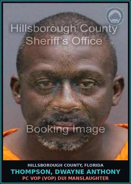 CCW arrest card for THOMPSON, DWAYNE ANTHONY in Hillsborough County: DOMESTIC BATTERY (DVST0003)