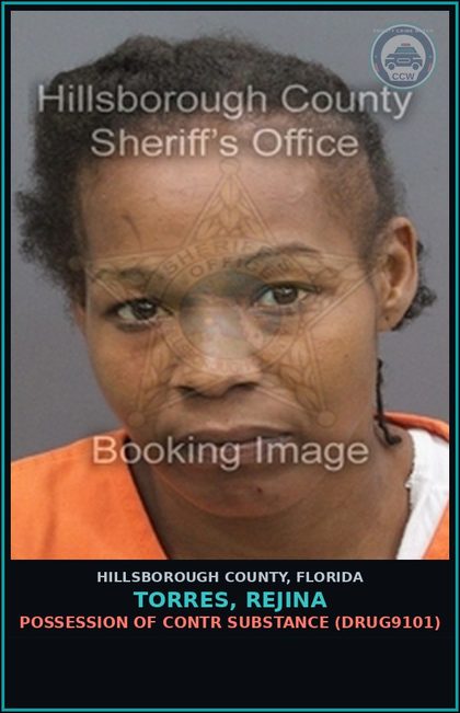 CCW arrest card for TORRES, REJINA in Hillsborough County: TRESPASS ON PROPERTY OTHER THAN STRUCTURE OR CONVEYANCE (TRES4006)