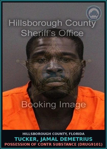 CCW arrest card for TUCKER, JAMAL DEMETRIUS in Hillsborough County: POSSESSION OF contr substance (DRUG9101)