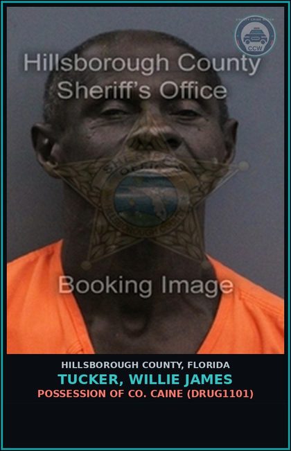 CCW arrest card for TUCKER, WILLIE JAMES in Hillsborough County: POSSESSION OF COCAINE (DRUG1101)