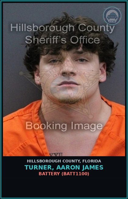 CCW arrest card for TURNER, AARON JAMES in Hillsborough County: BATTERY (BATT1100)