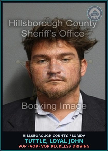 CCW arrest card for TUTTLE, LOYAL JOHN in Hillsborough County: VOP (VOP) VOP RECKLESS DRIVING