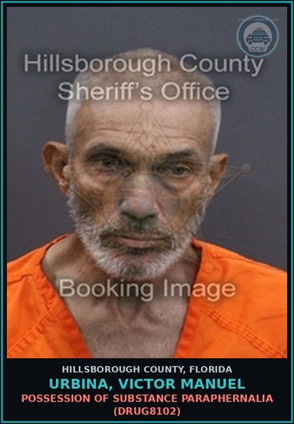 CCW arrest card for URBINA, VICTOR MANUEL in Hillsborough County: POSSESSION OF DRUG PARAPHERNALIA (DRUG8102)
