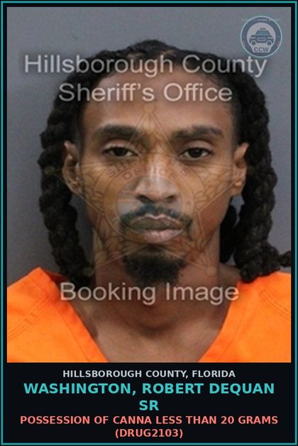 CCW arrest card for WASHINGTON, ROBERT DEQUAN SR in Hillsborough County: DIGITAL VOYEURISM BY FAMILY OR HOUSEHOLD MEMBER OR PERSON OF AUTHORITY OR TRUST (DEFENDANT 19 OR OLDER) (VOYR3103)