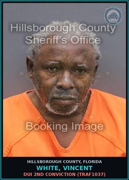 CCW arrest card for WHITE, VINCENT in Hillsborough County: REFUSAL TO SUBMIT TO TESTING (2ND OR SUBSEQUENT) (TRAF1079)