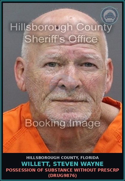 CCW arrest card for WILLETT, STEVEN WAYNE in Hillsborough County: POSSESSION OF DRUG WITHOUT PRESCRIPTION (DRUG9876)