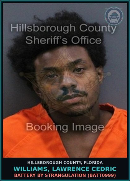 CCW arrest card for WILLIAMS, LAWRENCE CEDRIC in Hillsborough County: BATTERY BY STRANGULATION (BATT0999)
