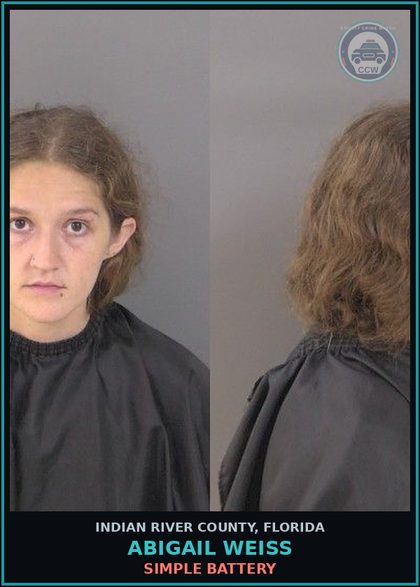 CCW arrest card for Abigail Weiss in Indian River County: SIMPLE BATTERY