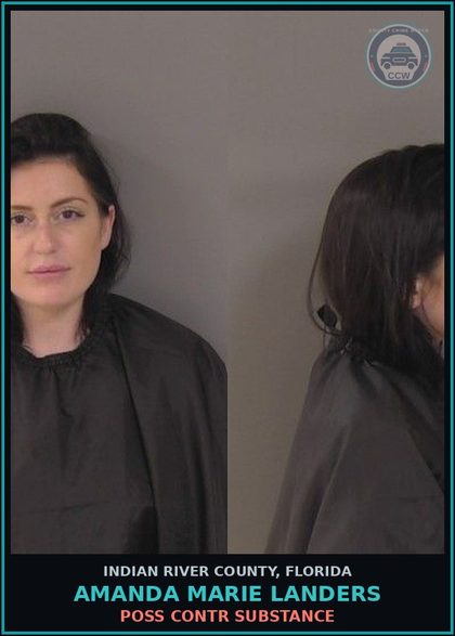 CCW arrest card for Amanda Marie Landers in Indian River County: POSS contr substance