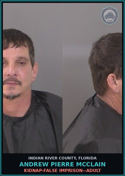 CCW arrest card for Andrew Pierre McClain in Indian River County: KIDNAP-FALSE IMPRISON--ADULT