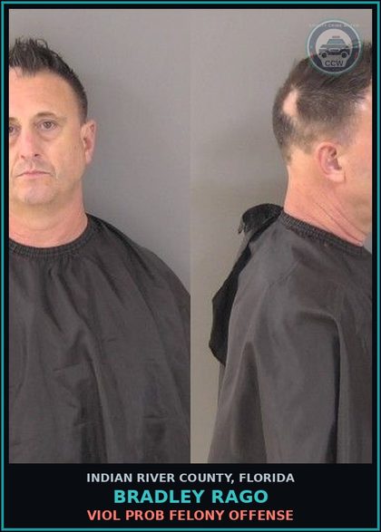 CCW arrest card for Bradley Rago in Indian River County: VIOL PROB FELONY OFFENSE