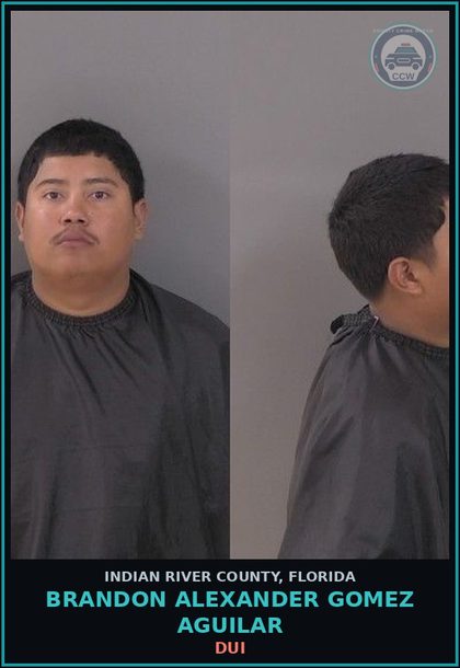 CCW arrest card for Brandon Alexander Gomez Aguilar in Indian River County: DUI