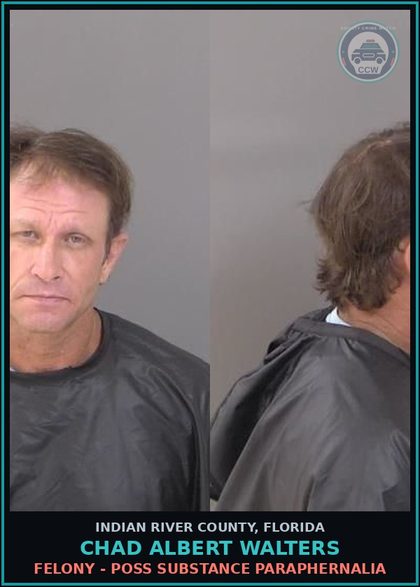 CCW arrest card for Chad Albert Walters in Indian River County: POSS contr substance