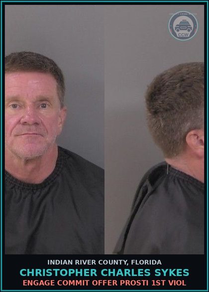 CCW arrest card for Christopher Charles Sykes in Indian River County: ENGAGE COMMIT OFFER Prosti 1ST VIOL