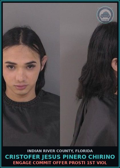 CCW arrest card for Cristofer Jesus Pinero Chirino in Indian River County: ENGAGE COMMIT OFFER Prosti 1ST VIOL