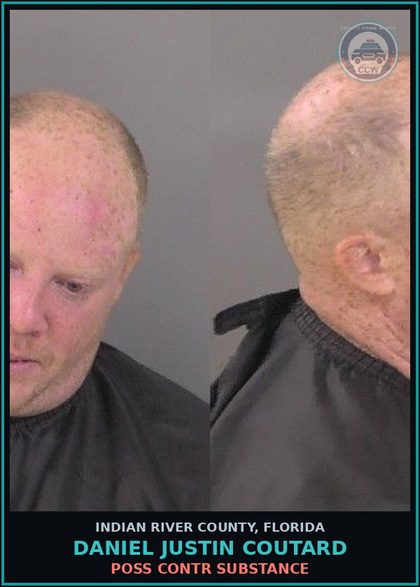 CCW arrest card for Daniel Justin Coutard in Indian River County: POSS contr substance
