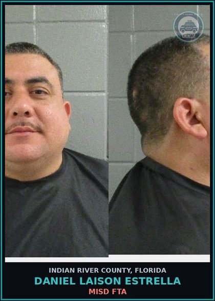 CCW arrest card for Daniel Laison Estrella in Indian River County: MISD FTA