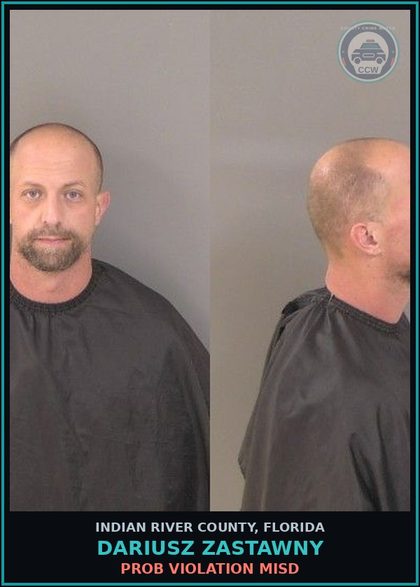 CCW arrest card for Dariusz Zastawny in Indian River County: PROB VIOLATION MISD