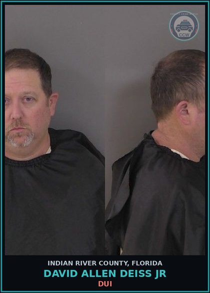CCW arrest card for David Allen Deiss Jr in Indian River County: DUI