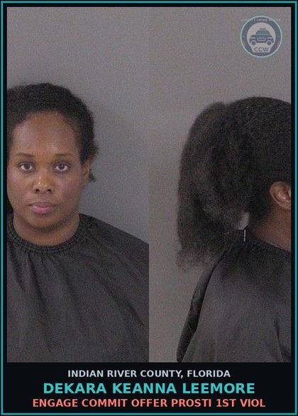 CCW arrest card for Dekara Keanna Leemore in Indian River County: ENGAGE COMMIT OFFER Prosti 1ST VIOL