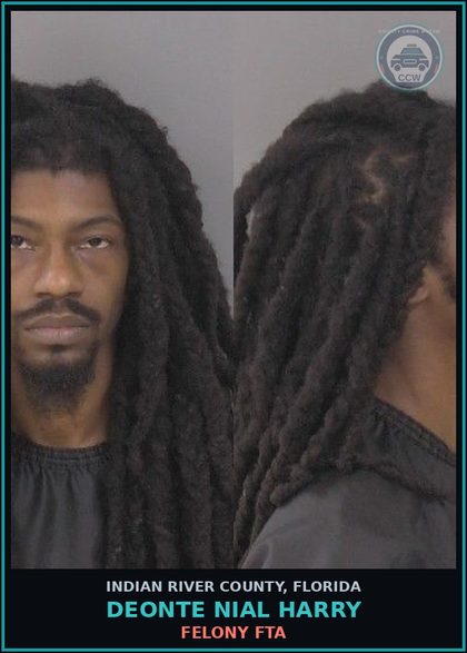 CCW arrest card for Deonte Nial Harry in Indian River County: FELONY FTA