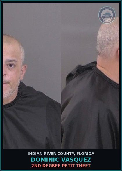 CCW arrest card for Dominic Vasquez in Indian River County: MISD FTA