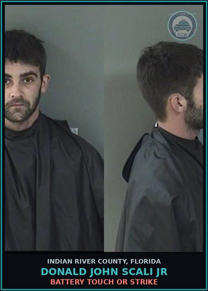 CCW arrest card for Donald John Scali Jr in Indian River County: BATTERY TOUCH OR STRIKE