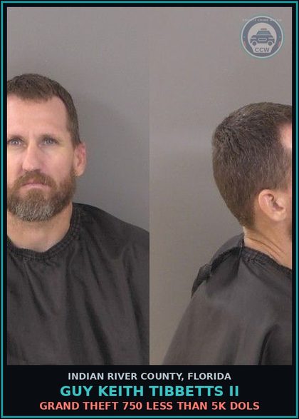 CCW arrest card for Guy Keith Tibbetts II in Indian River County: BURGL UNOCCUPIED DWELLING UNARMED