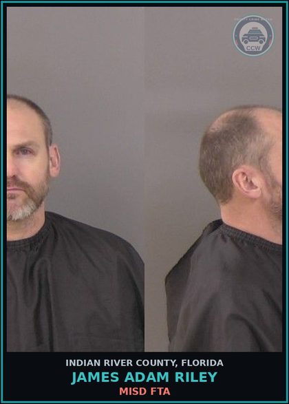 CCW arrest card for James Adam Riley in Indian River County: MISD FTA