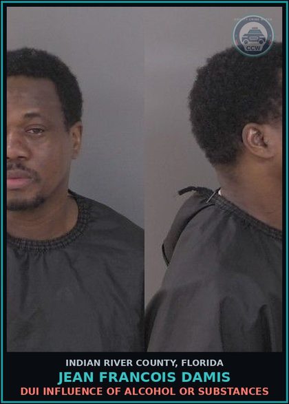 CCW arrest card for JEAN FRANCOIS DAMIS in Indian River County: DUI INFLUENCE OF ALCOHOL OR DRUGS