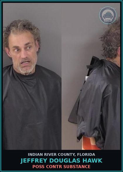 CCW arrest card for Jeffrey Douglas Hawk in Indian River County: RESIST OFFICER W/O VIOLENCE