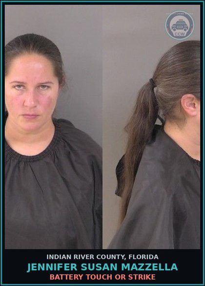 CCW arrest card for Jennifer Susan Mazzella in Indian River County: BATTERY TOUCH OR STRIKE