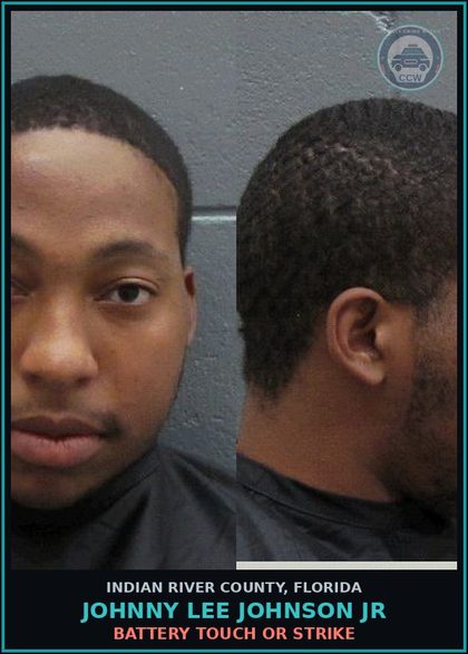 CCW arrest card for Johnny Lee Johnson Jr in Indian River County: BATTERY TOUCH OR STRIKE