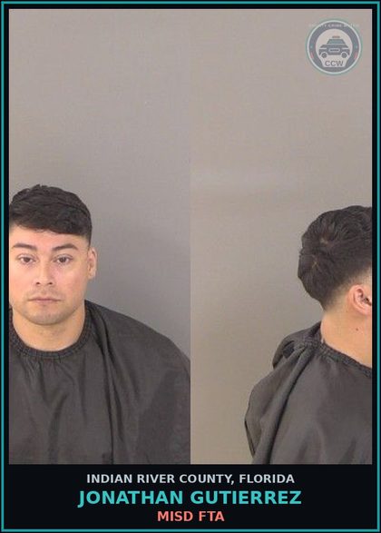 CCW arrest card for JONATHAN GUTIERREZ in Indian River County: MISD FTA