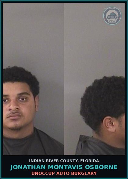 CCW arrest card for Jonathan Montavis Osborne in Indian River County: GRAND THEFT 750 LESS THAN 5K DOLS
