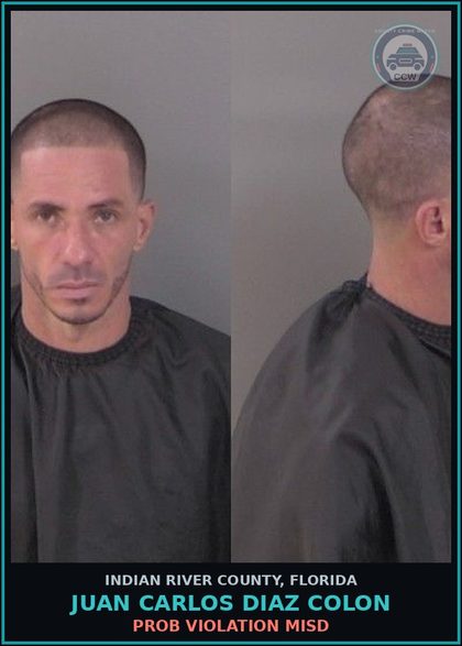 CCW arrest card for Juan Carlos Diaz Colon in Indian River County: PROB VIOLATION MISD