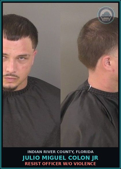 CCW arrest card for Julio Miguel Colon Jr in Indian River County: Failure of Owner to Maintain Required Insurance