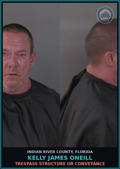 CCW arrest card for Kelly James ONeill in Indian River County: Trespass Structure or Conveyance