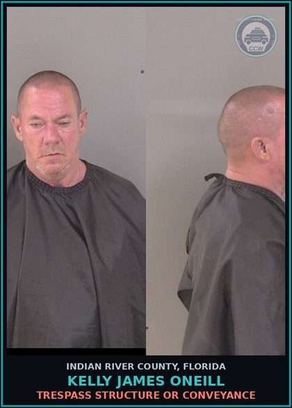 CCW arrest card for Kelly James ONeill in Indian River County: Trespass Structure or Conveyance