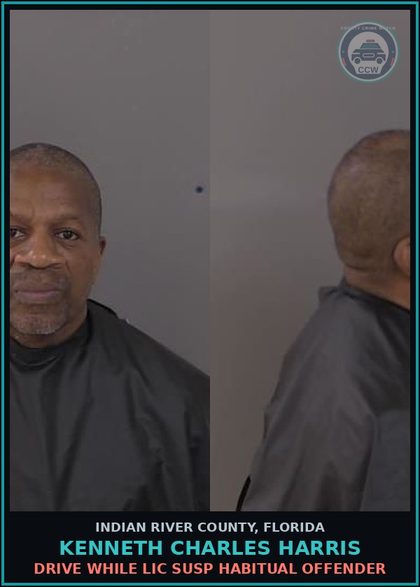 CCW arrest card for Kenneth Charles Harris in Indian River County: DRIVE WHILE LIC SUSP HABITUAL OFFENDER