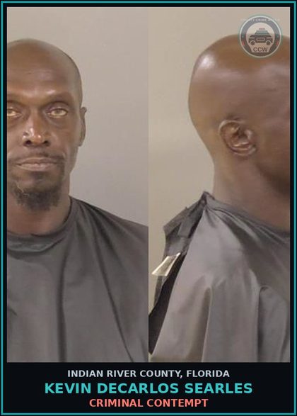 CCW arrest card for Kevin Decarlos Searles in Indian River County: CRIMINAL CONTEMPT