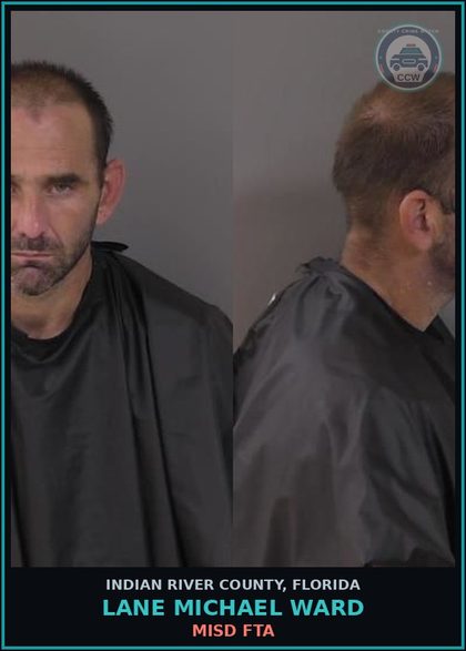 CCW arrest card for Lane Michael Ward in Indian River County: MISD FTA