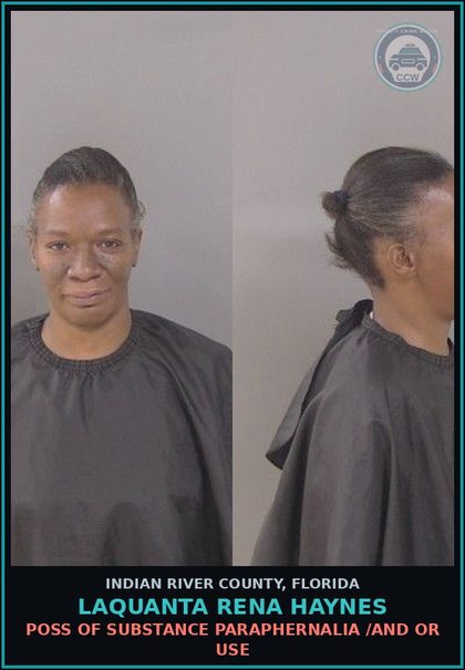 CCW arrest card for Laquanta Rena Haynes in Indian River County: POSS OF DRUG PARAPHERNALIA /AND OR USE