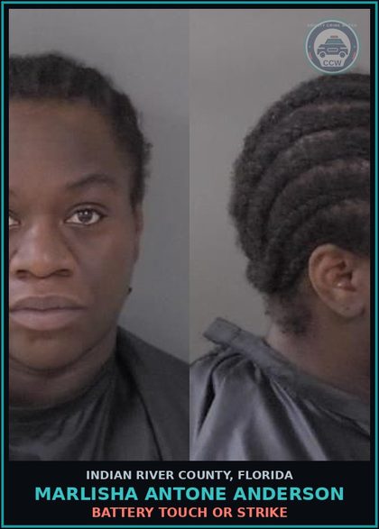 CCW arrest card for Marlisha Antone Anderson in Indian River County: BATTERY TOUCH OR STRIKE